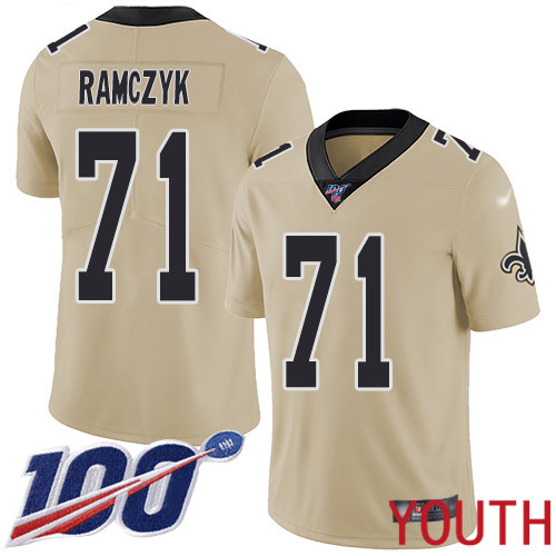 New Orleans Saints Limited Gold Youth Ryan Ramczyk Jersey NFL Football #71 100th Season Inverted Legend Jersey